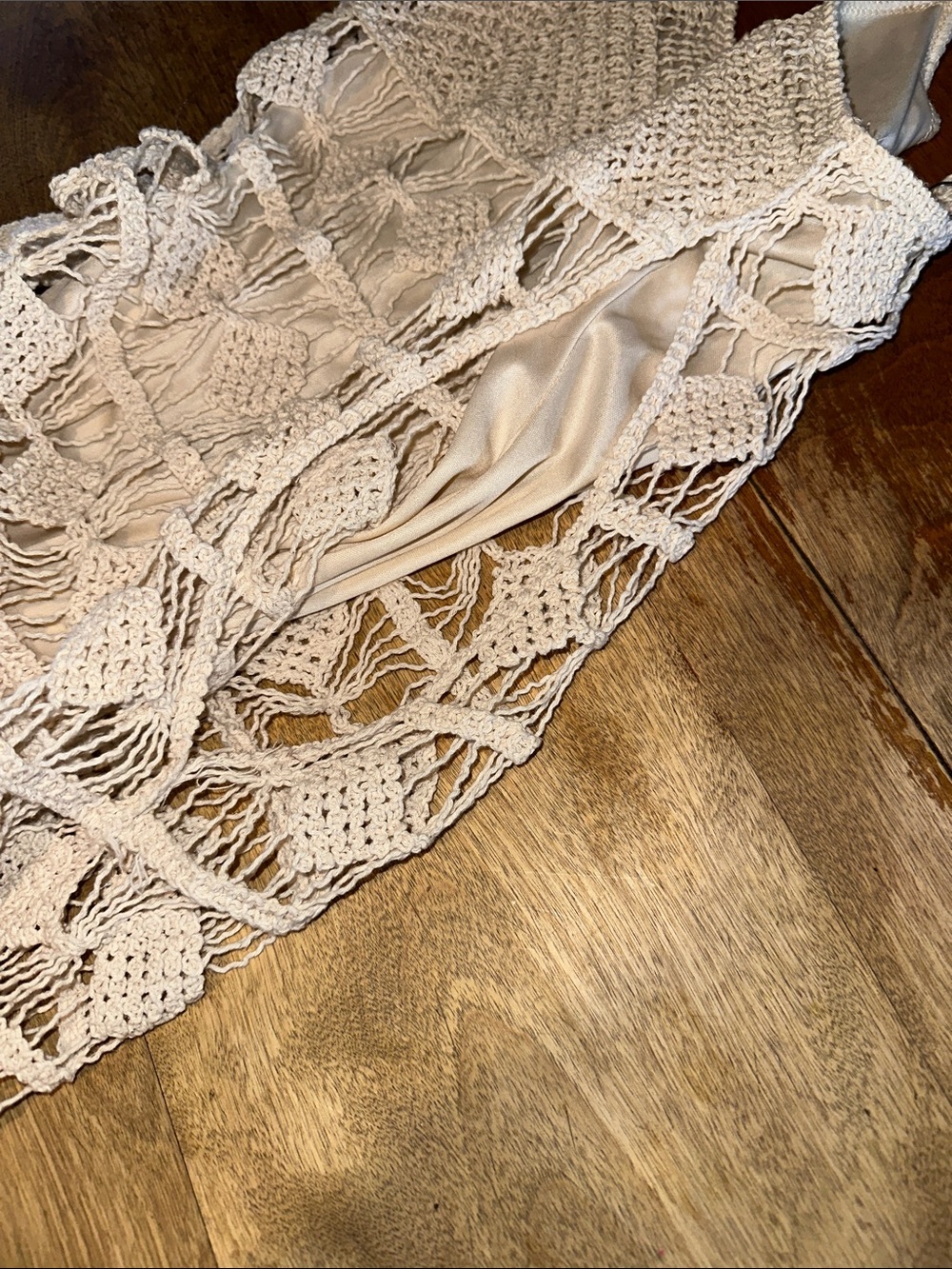 Rebellion Cream Crochet Midi Dress with V-Neck - Picture 10 of 10